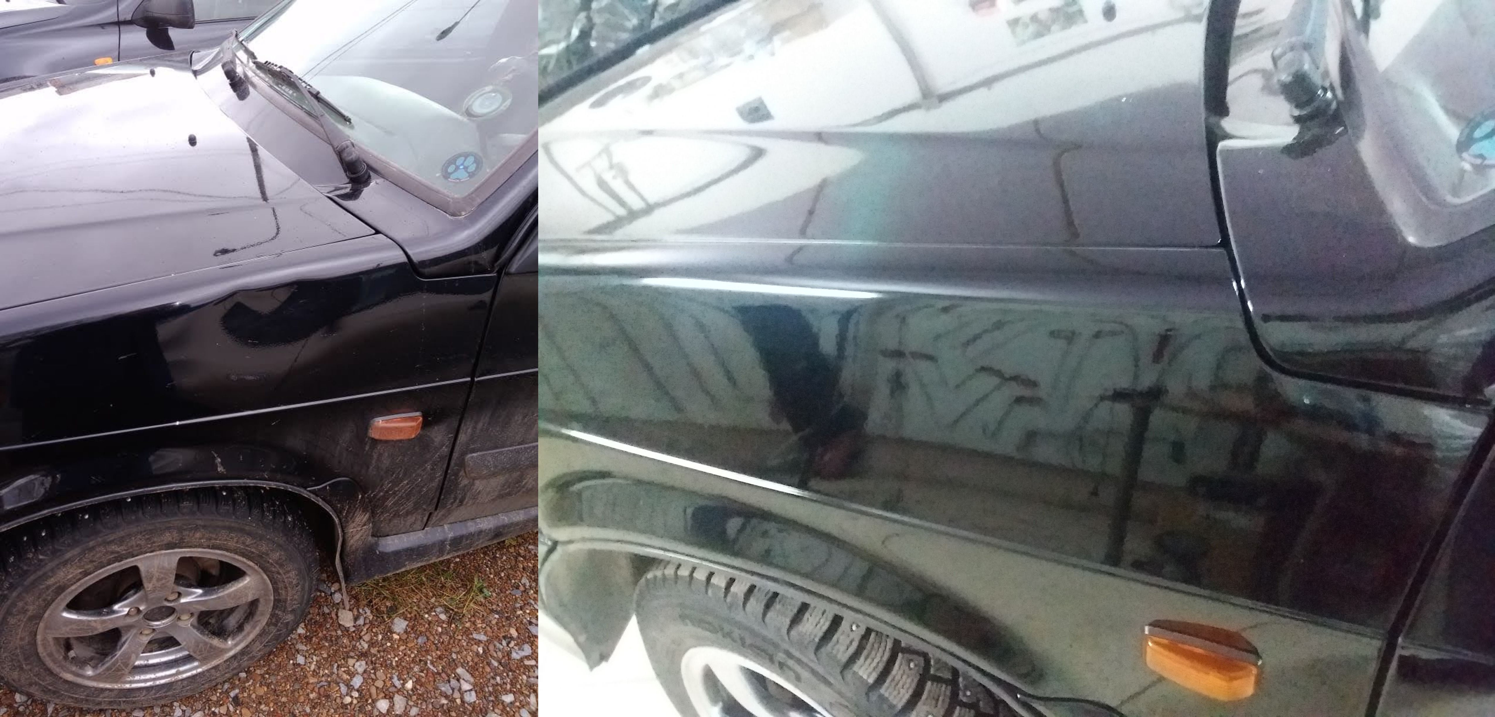 Выправление вмятины крыла без покраски 2часа- 2 т. р.